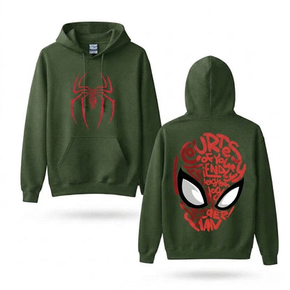Red Web Symbol & Mask Graphic Hoodie