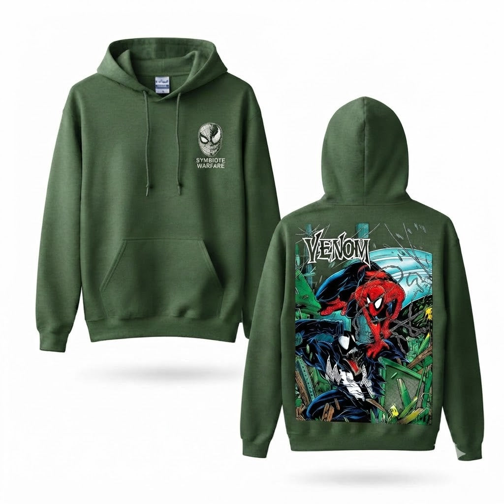 Masked Web Hero vs Dark Alien Rival Graphic Hoodie