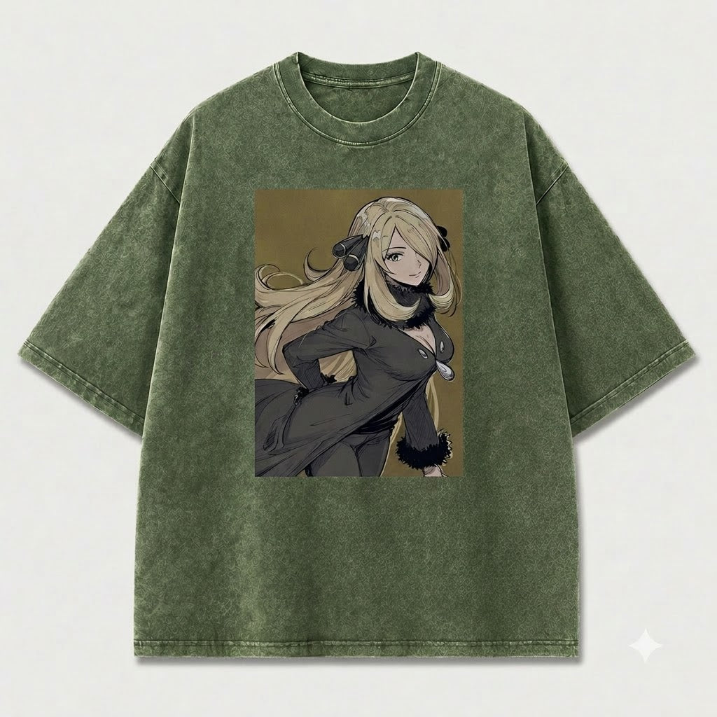 Golden Portrait Elegant Warrior Girl Graphic Print Oversized Tee