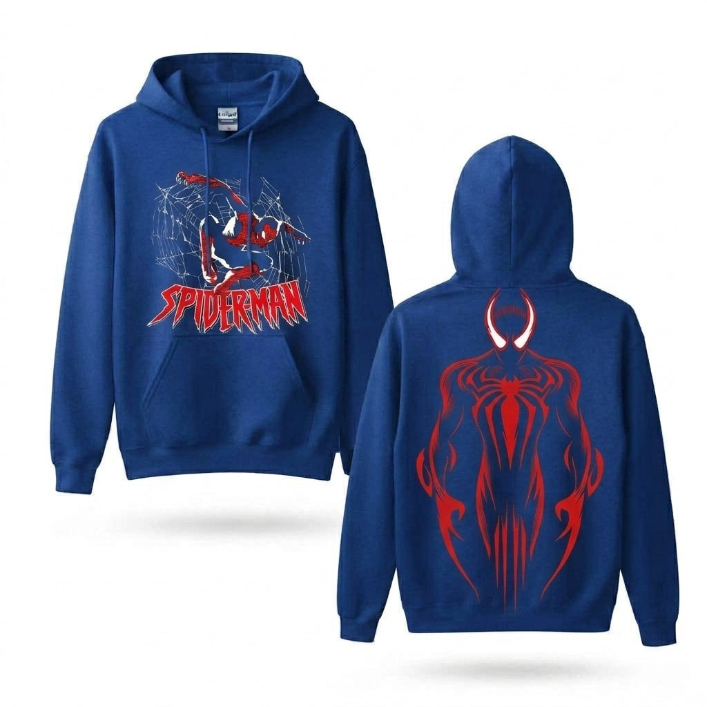 Crimson Web Warrior Front & Back Graphic Hoodie