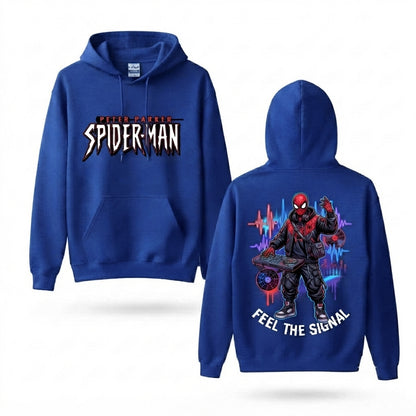 Masked Web DJ Soundwave Front & Back Graphic Hoodie