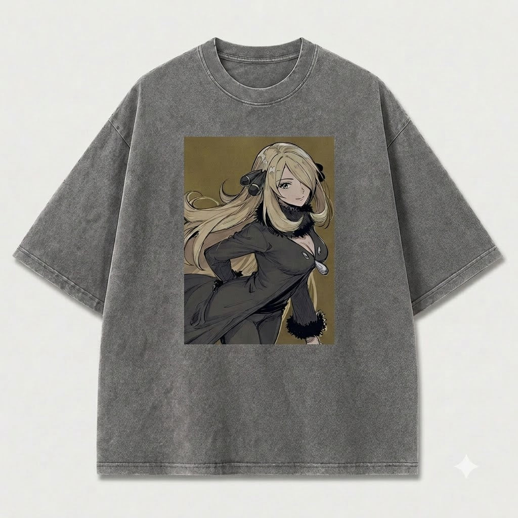Golden Portrait Elegant Warrior Girl Graphic Print Oversized Tee