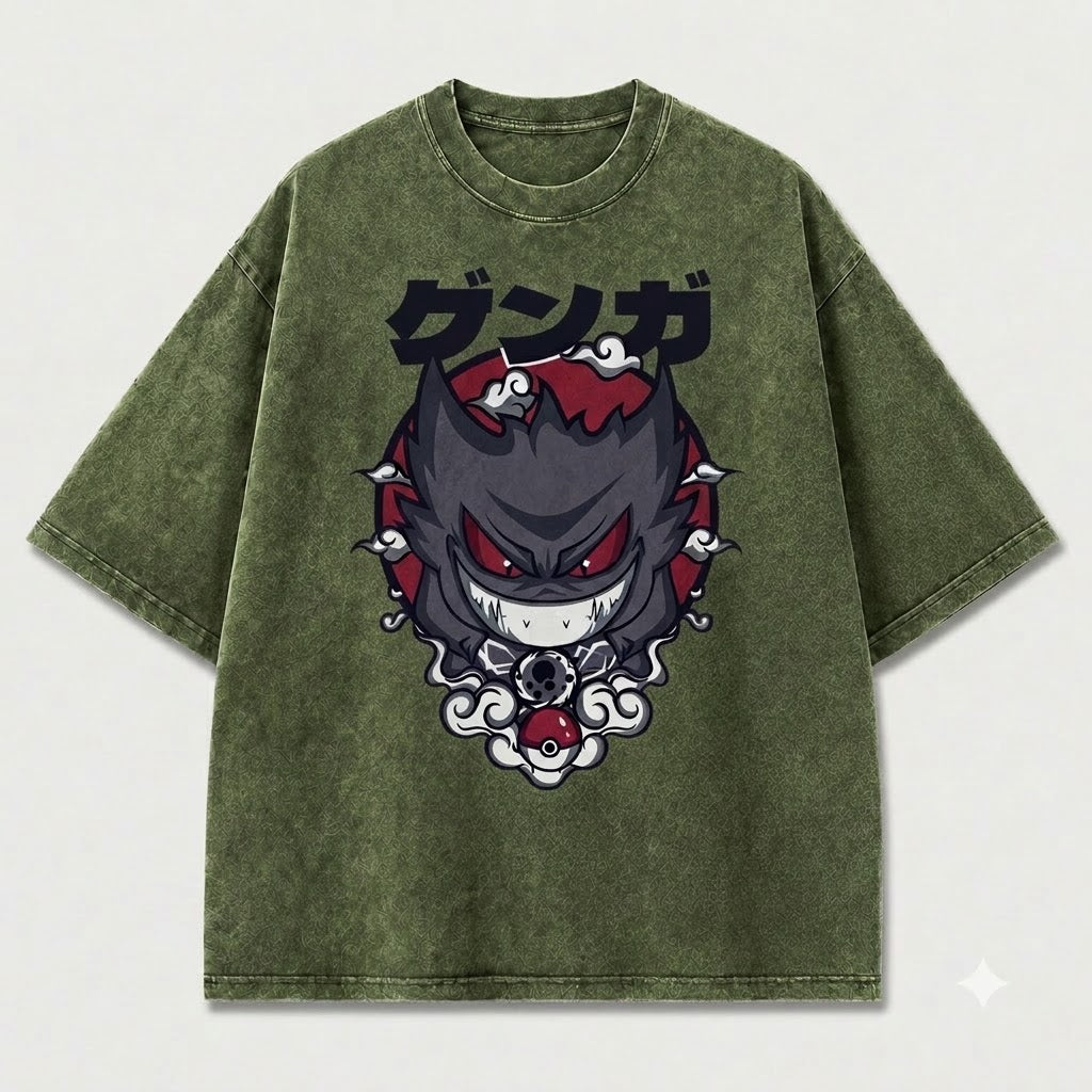 Grinning Shadow Creature Graphic Print Oversized Tee