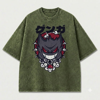 Grinning Shadow Creature Graphic Print Oversized Tee