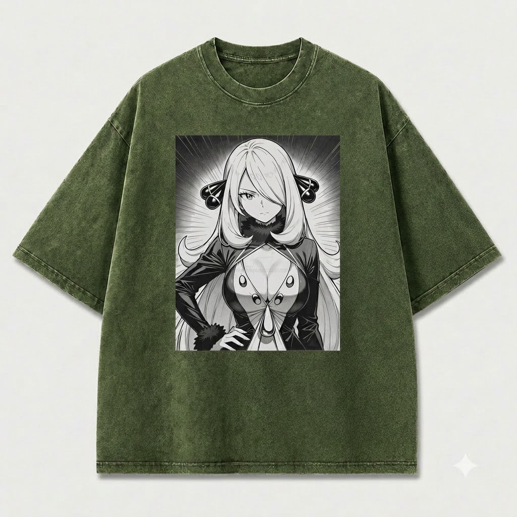Manga Panel Warrior Girl Graphic Print Oversized Tee