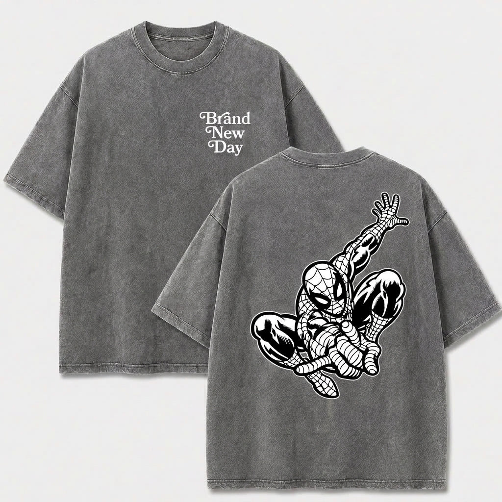 Web Hero Vintage Washed Graphic Tee – Front & Back Print