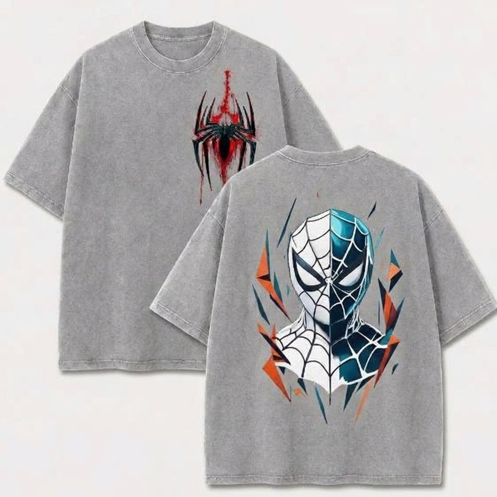 Dual Mask Web Hero Vintage Washed Graphic Tee – Front & Back Print