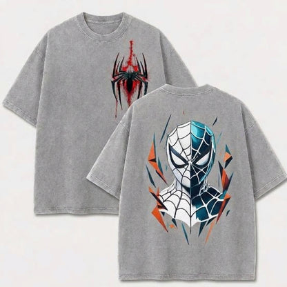 Dual Mask Web Hero Vintage Washed Graphic Tee – Front & Back Print