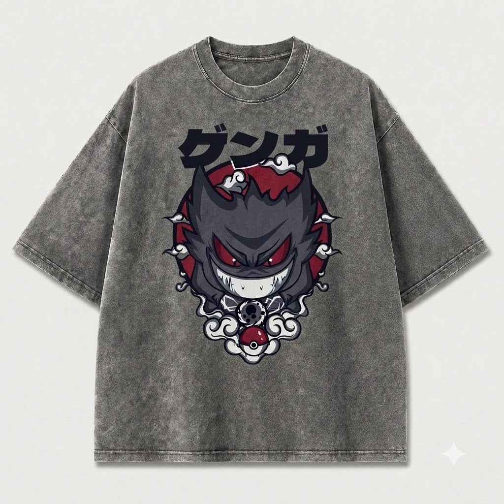 Grinning Shadow Creature Graphic Print Oversized Tee