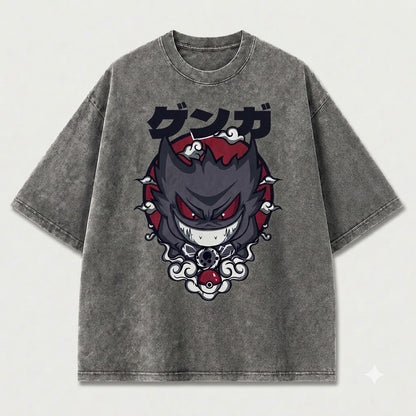 Grinning Shadow Creature Graphic Print Oversized Tee