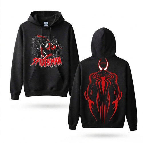 Crimson Web Warrior Front & Back Graphic Hoodie