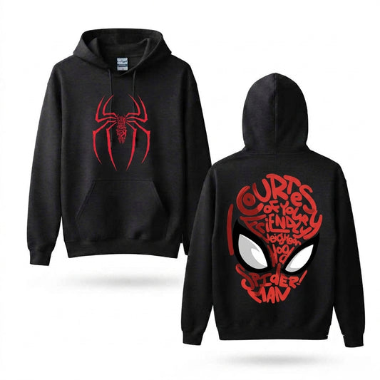 Red Web Symbol & Mask Graphic Hoodie