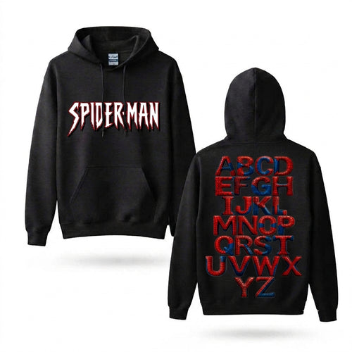 Webbed Alphabet Front & Back Graphic Hoodie