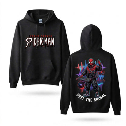 Masked Web DJ Soundwave Front & Back Graphic Hoodie