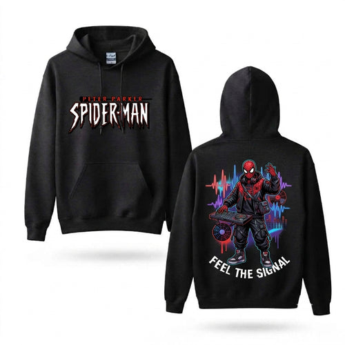 Masked Web DJ Soundwave Front & Back Graphic Hoodie