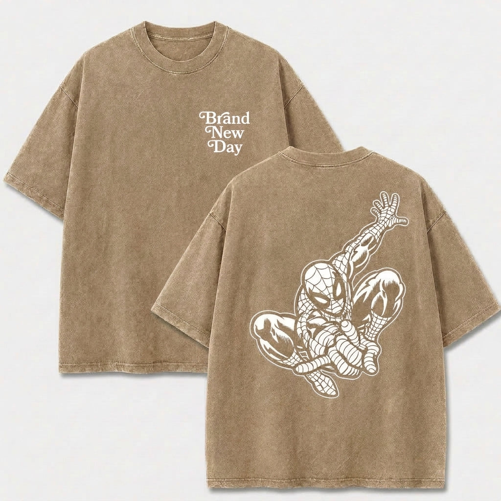 Web Hero Vintage Washed Graphic Tee – Front & Back Print