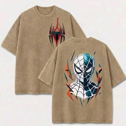 Dual Mask Web Hero Vintage Washed Graphic Tee – Front & Back Print