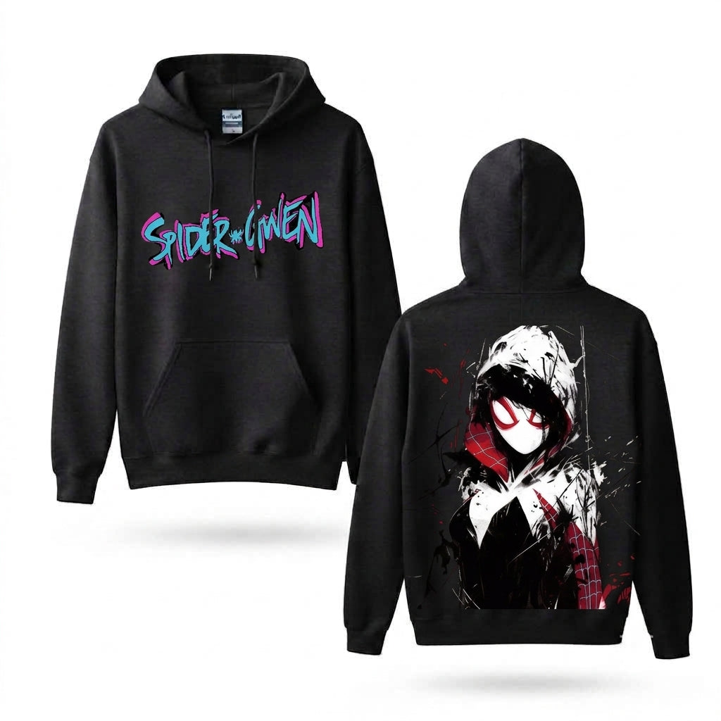 Hooded Web Heroine Graffiti Front & Back Graphic Hoodie