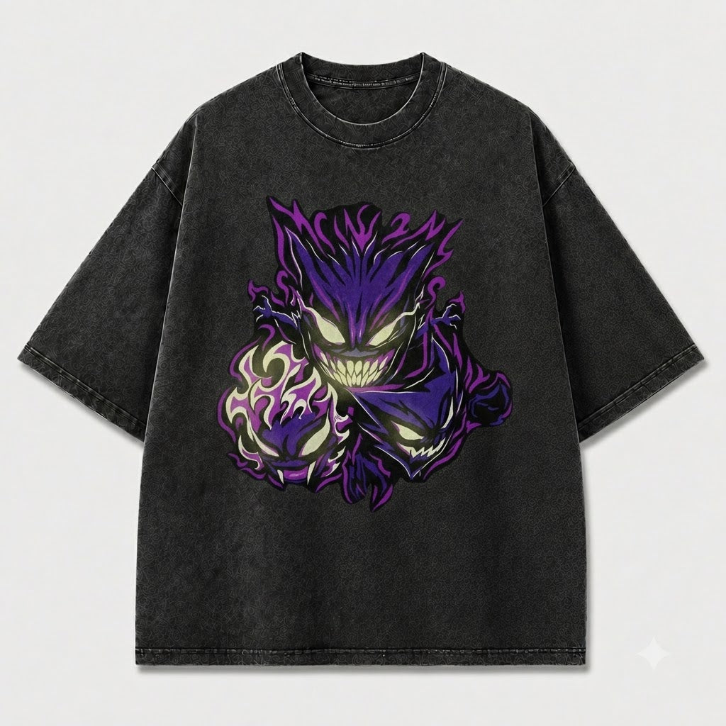 Fierce Purple Shadow Fiend Graphic Print Oversized Tee