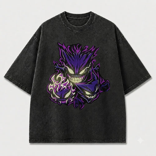 Fierce Purple Shadow Fiend Graphic Print Oversized Tee