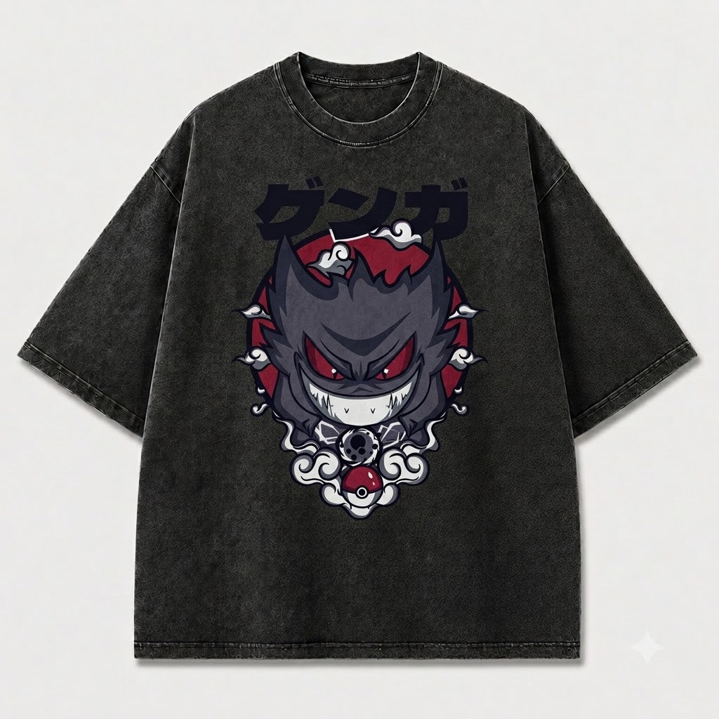 Grinning Shadow Creature Graphic Print Oversized Tee