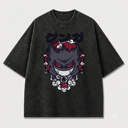 Grinning Shadow Creature Graphic Print Oversized Tee