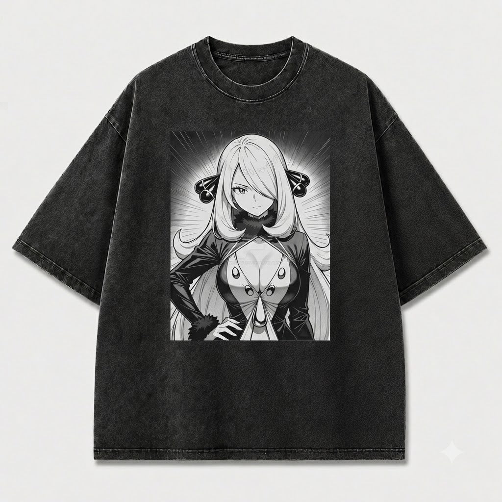 Manga Panel Warrior Girl Graphic Print Oversized Tee