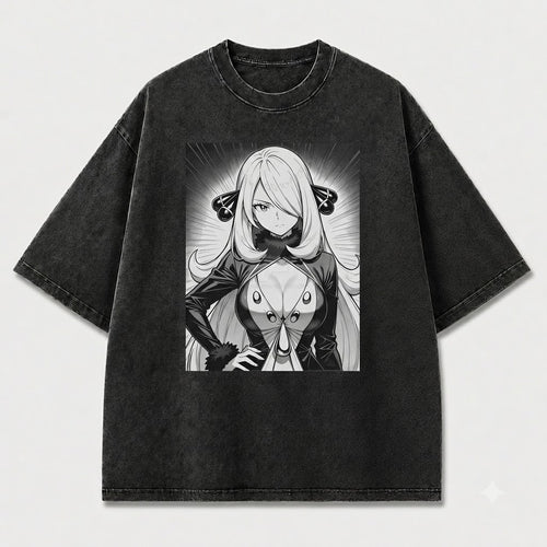 Manga Panel Warrior Girl Graphic Print Oversized Tee