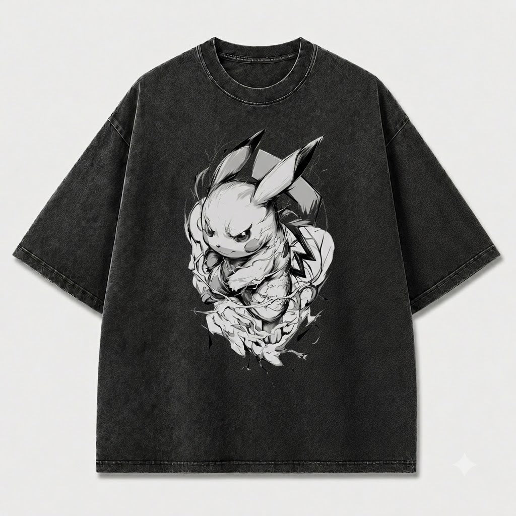 Electric Rodent Creature Sketch Graphic Print Oversized Tee