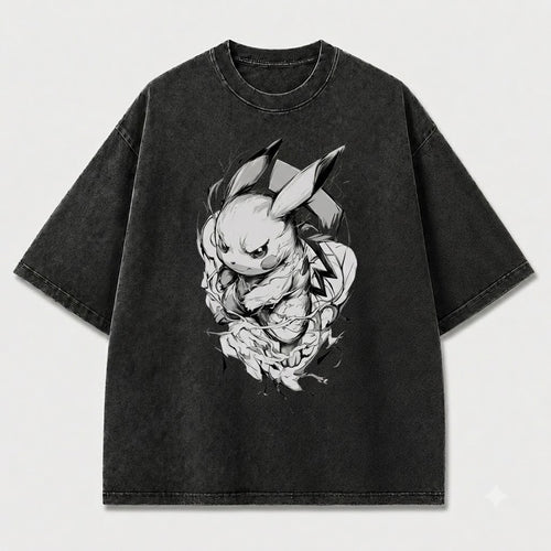Electric Rodent Creature Sketch Graphic Print Oversized Tee
