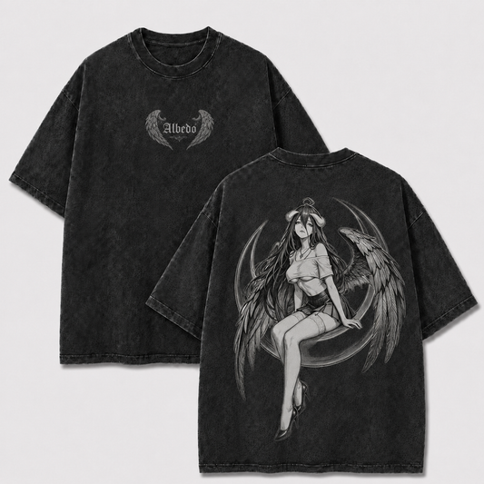Crescent Moon Winged Guardian Vintage Washed Graphic Tee