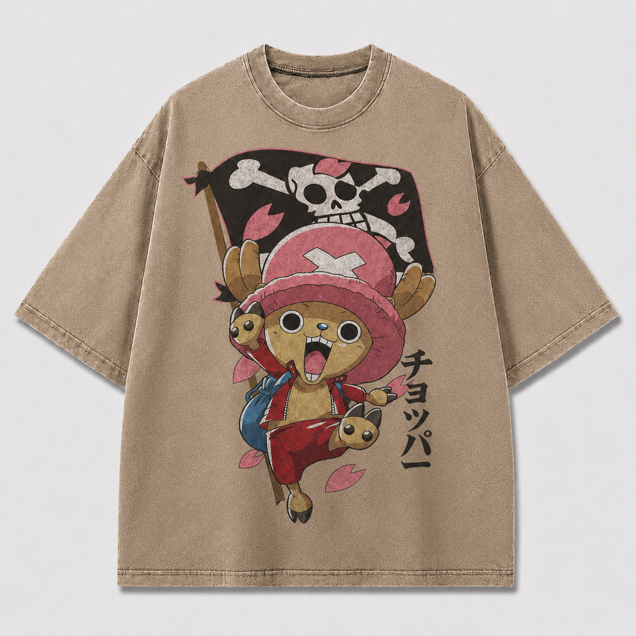 Oversized Streetwear Graphic Tee – Flag Banner Reindeer Mascot Print