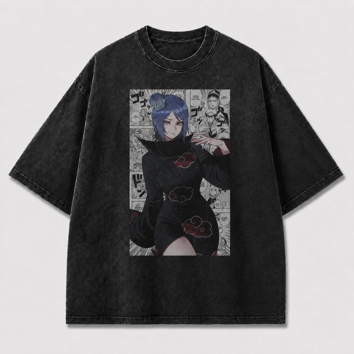 Oversized Streetwear Graphic Tee – Manga Panel Cloak Portrait Print
