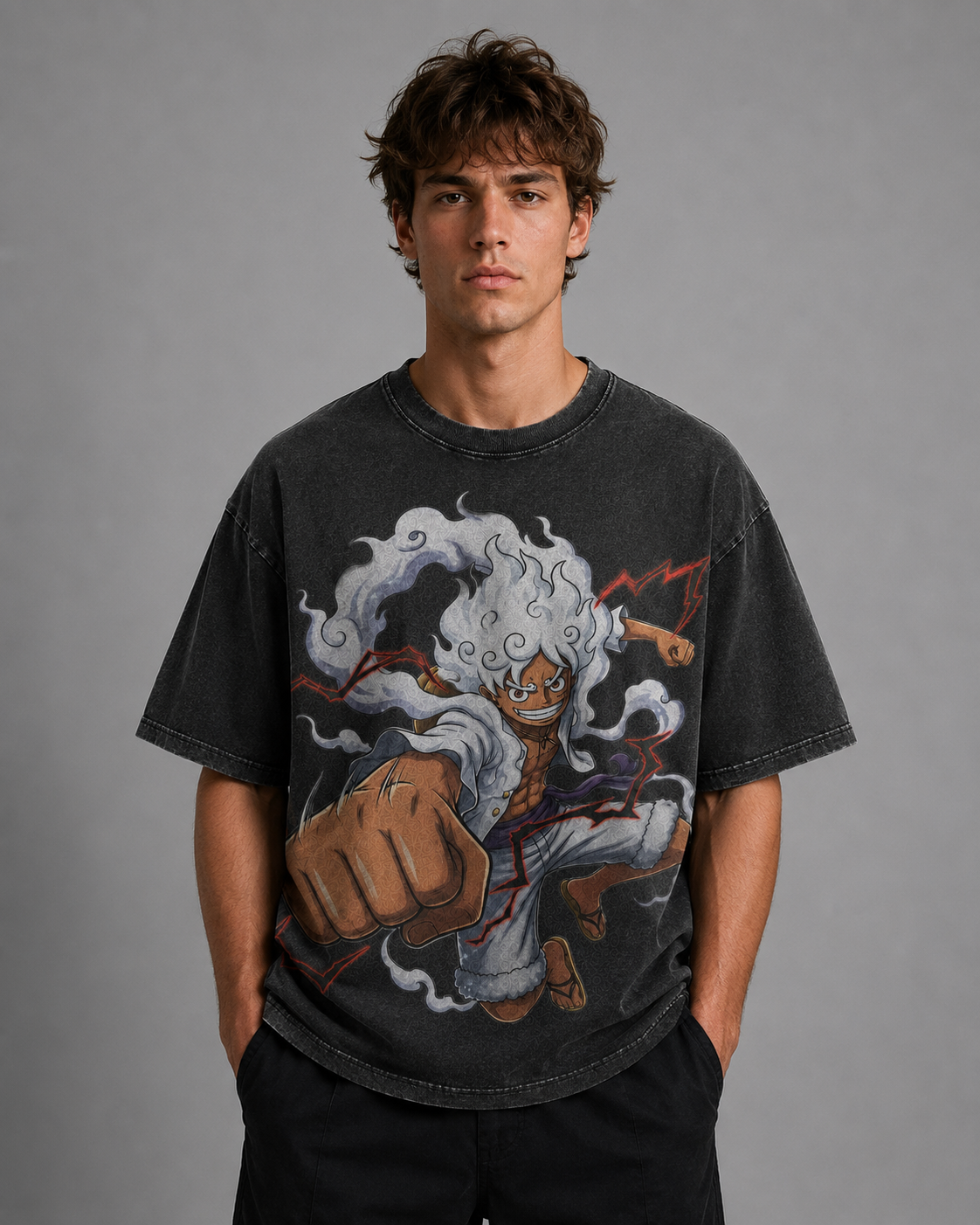 Oversized Streetwear Graphic Tee – Fluffy Cloud Hair Punch Print