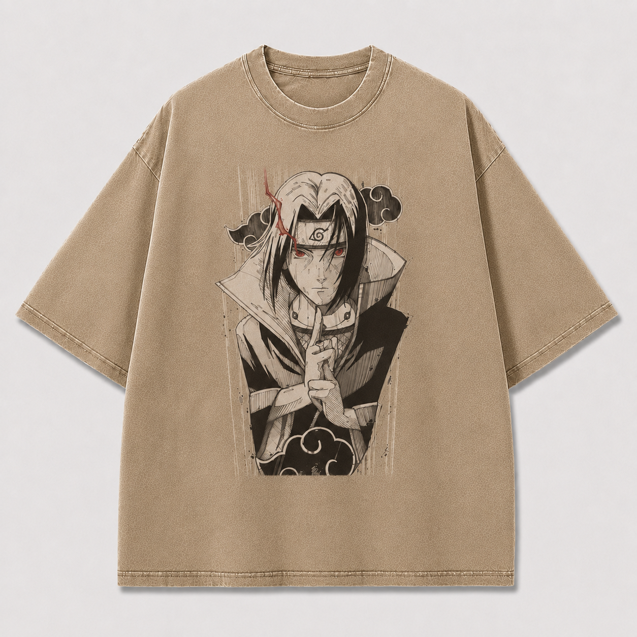 Oversized Streetwear Graphic Tee – Red Eye Cloud Cloak Print
