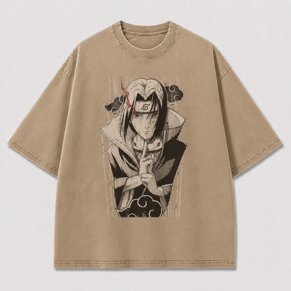 Oversized Streetwear Graphic Tee – Red Eye Cloud Cloak Print