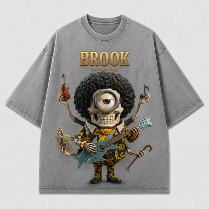 Oversized Streetwear Graphic Tee – Multi-Arm Musician Character Print