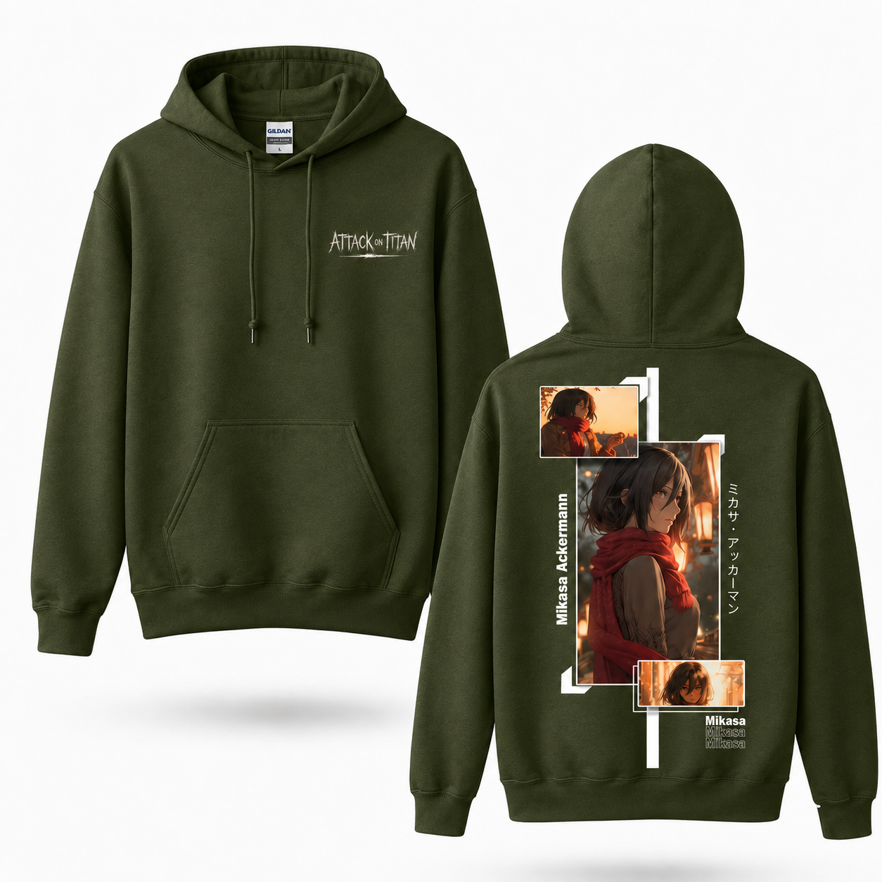 Red Scarf Female Warrior Manga Collage Hoodie