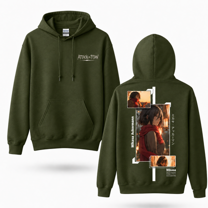 Red Scarf Female Warrior Manga Collage Hoodie