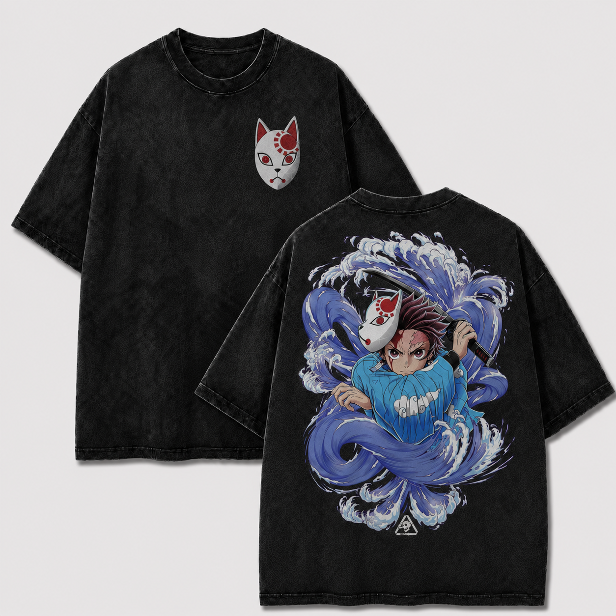 Fox Mask Water Swordsman Vintage Washed Graphic Tee