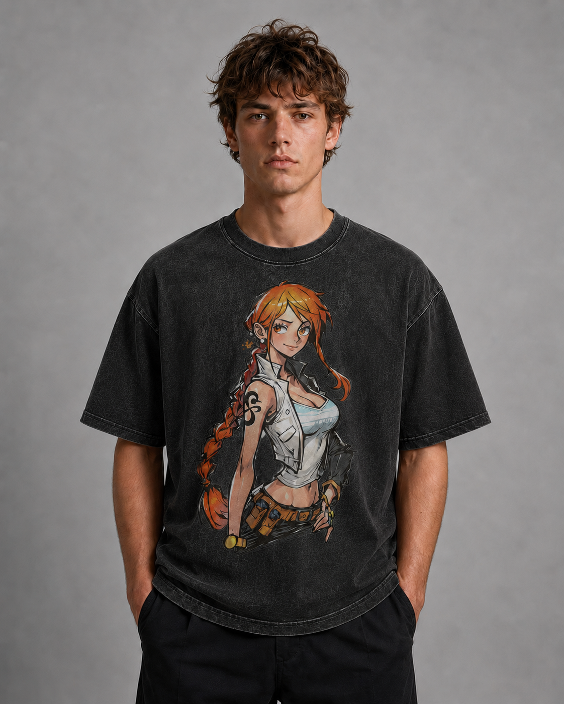 Oversized Streetwear Graphic Tee – Braided Hair Side Portrait Print
