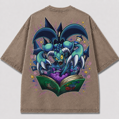 Oversized Storybook Creature Graphic Tee – Back Print Top