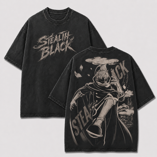 Oversized Streetwear Graphic Tee – Masked Cloak Cityscape Print