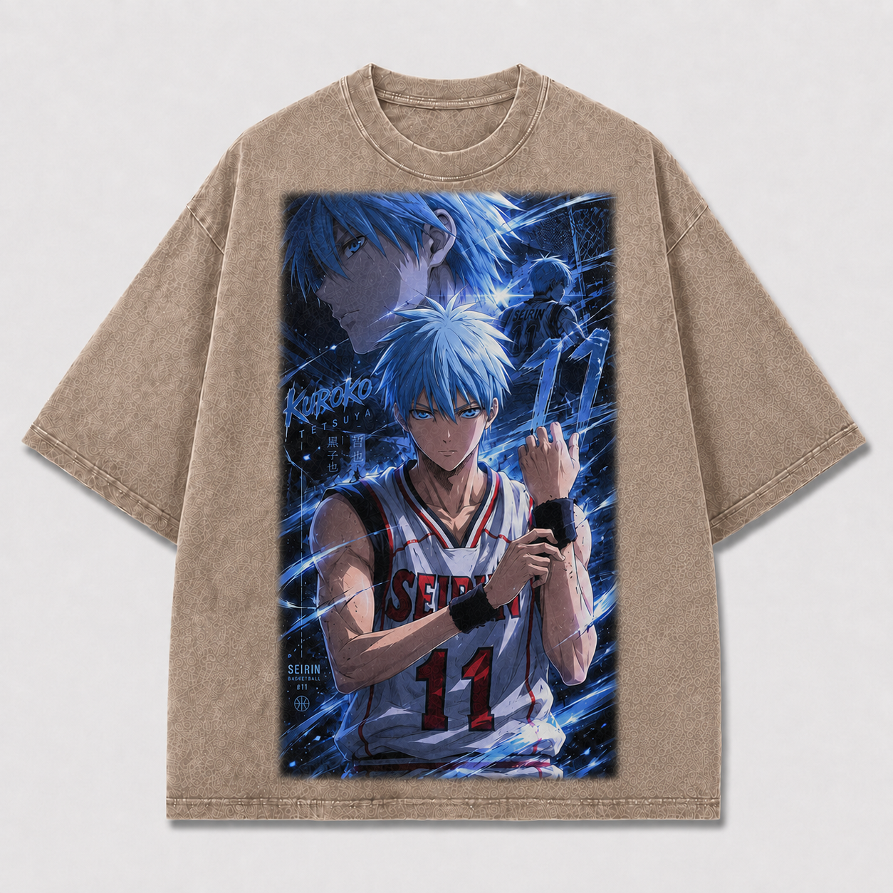 Oversized Basketball Portrait Graphic Tee – Electric Print Top