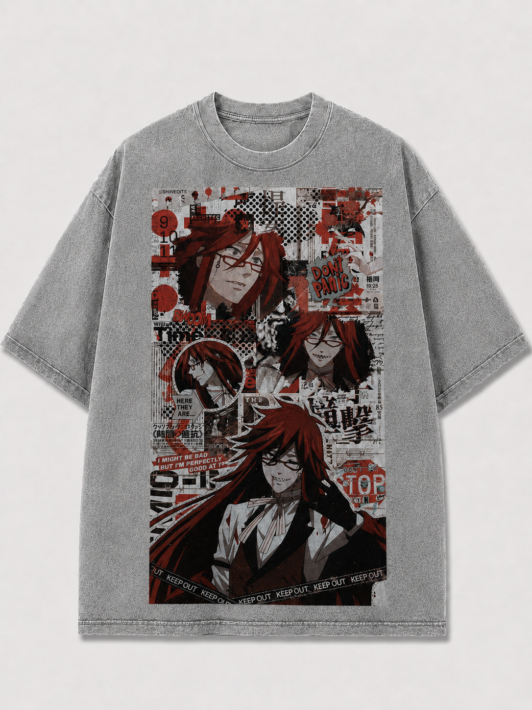 Oversized Newspaper Collage Graphic Tee – Comic Poster Print Top