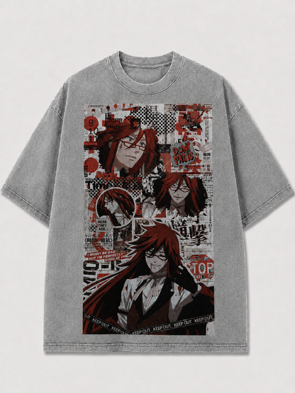 Oversized Newspaper Collage Graphic Tee – Comic Poster Print Top
