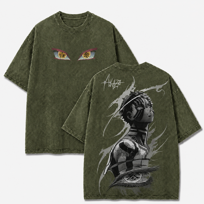 Golden-Eyed Striped Demon Vintage Washed Graphic Tee