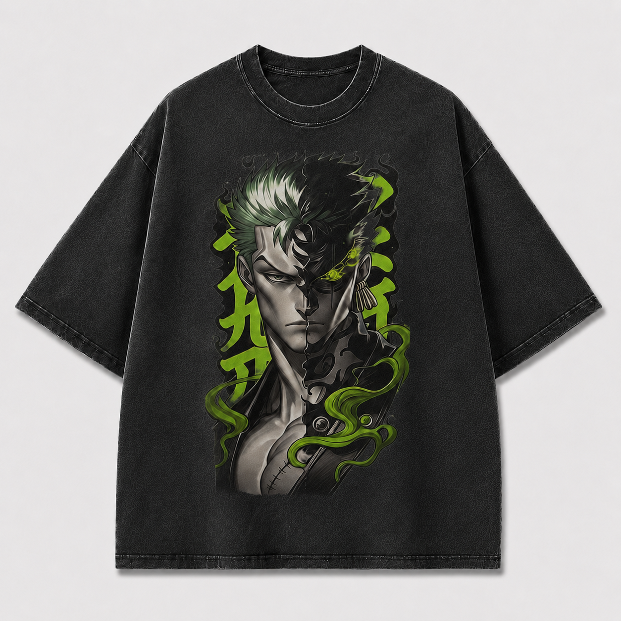Oversized Graphic Print T-Shirt – Swordsman Portrait Streetwear Tee
