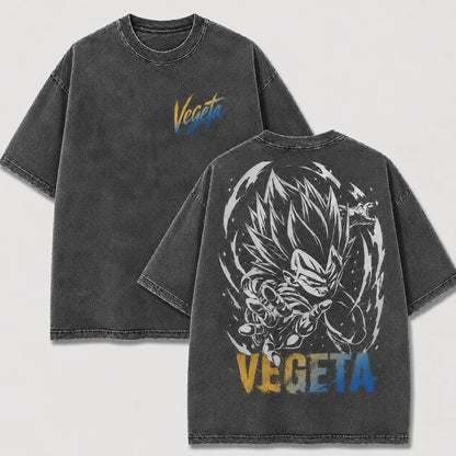 Super Saiyan Blue Vegeta Washed Tee – Dragon Ball Super Anime Shirt