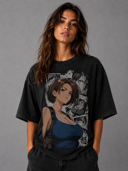 Oversized Graphic Print T-Shirt – Survivor Waifu Streetwear Tee